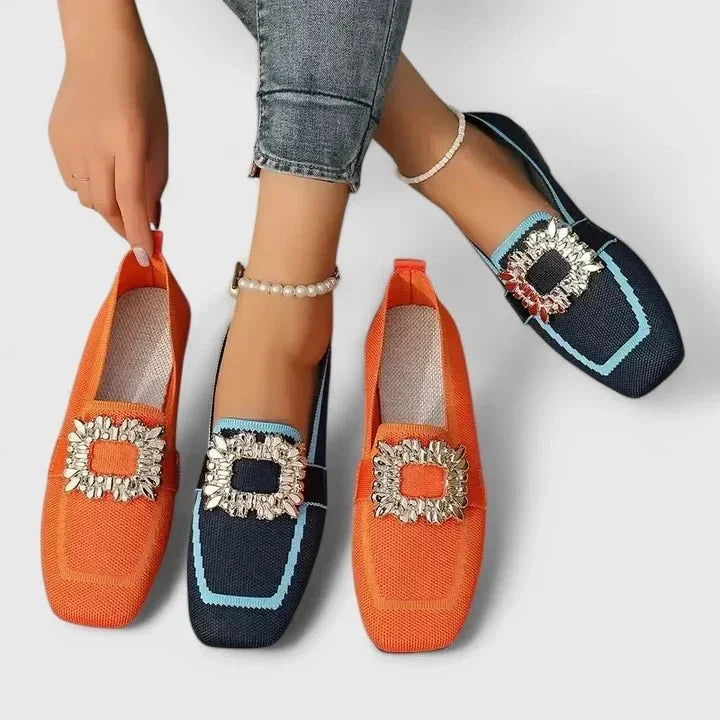 Zhi Ying | Buckle-Detail Blue Loafers