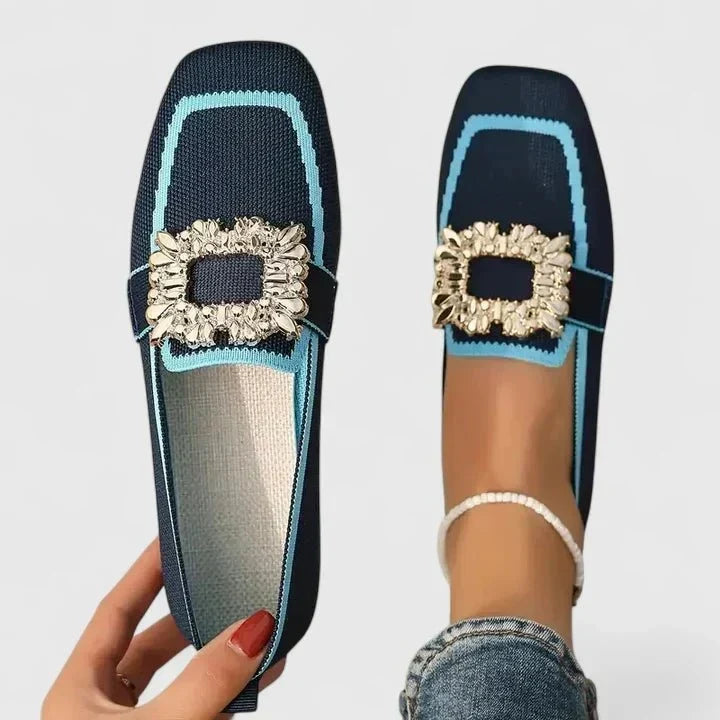 Zhi Ying | Buckle-Detail Blue Loafers