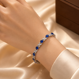 Silver Sapphire Floral Link Bracelet