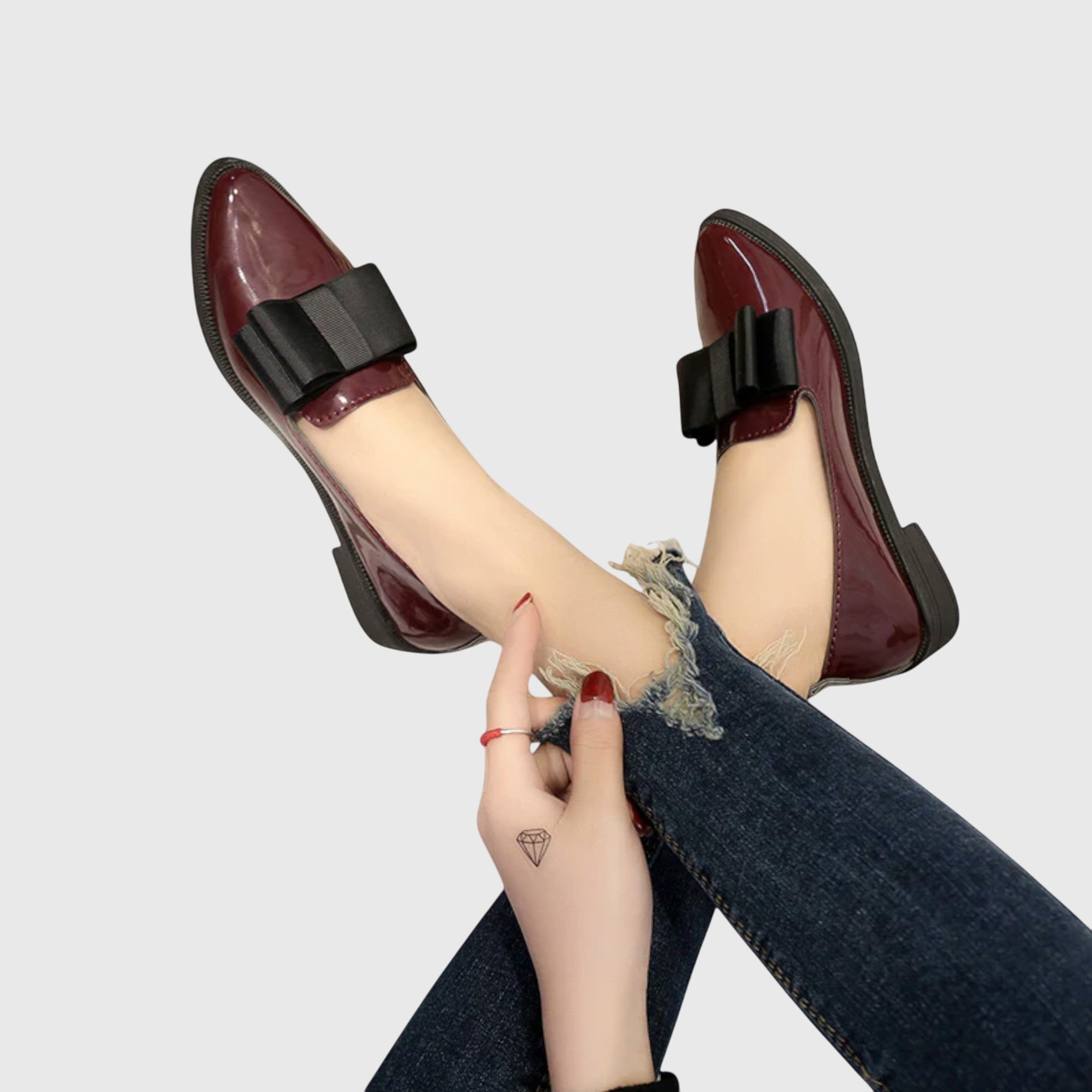 Melissa | Bow-Detail Burgundy Loafers