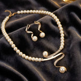 Elegant Wave Pearl Jewellery Set