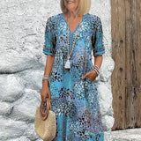 SUSAN | VIBRANT MIDI DRESS WITH ELEGANT TUMMY COVERAGE