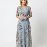 Elowen | Floral Wrap V Neck Maxi Dress