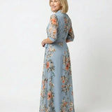 Elowen | Floral Wrap V Neck Maxi Dress