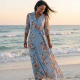 Elowen | Floral Wrap V Neck Maxi Dress
